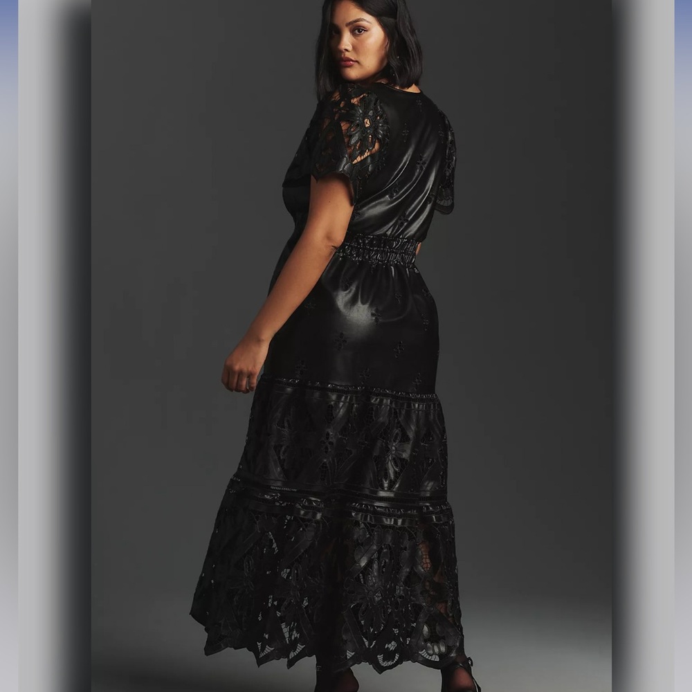 The Somerset Maxi Dress: Faux Leather Embroidered Edition 🔥 - Picture 7 of 10